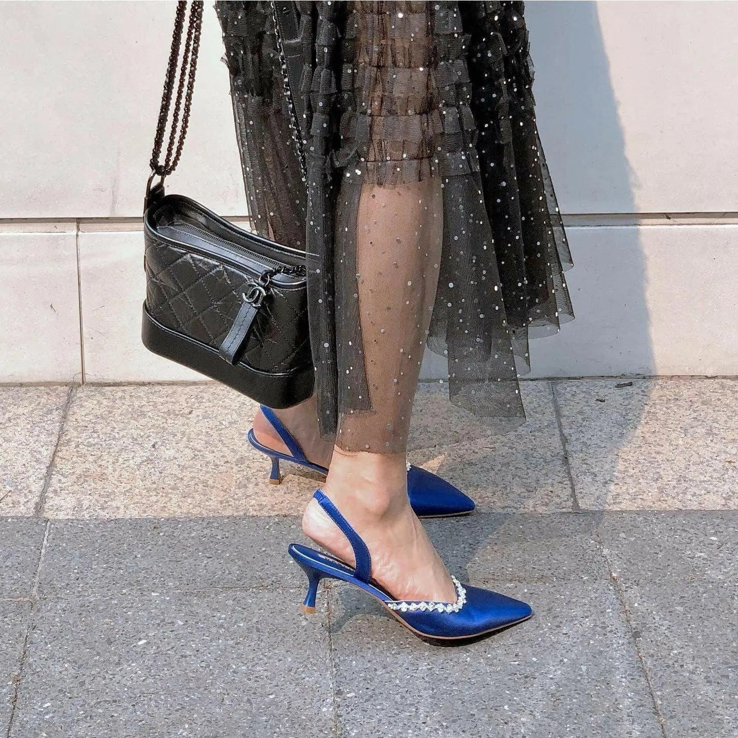 2 INCHES BLUE SLINGBACK HEEL - DARLIN