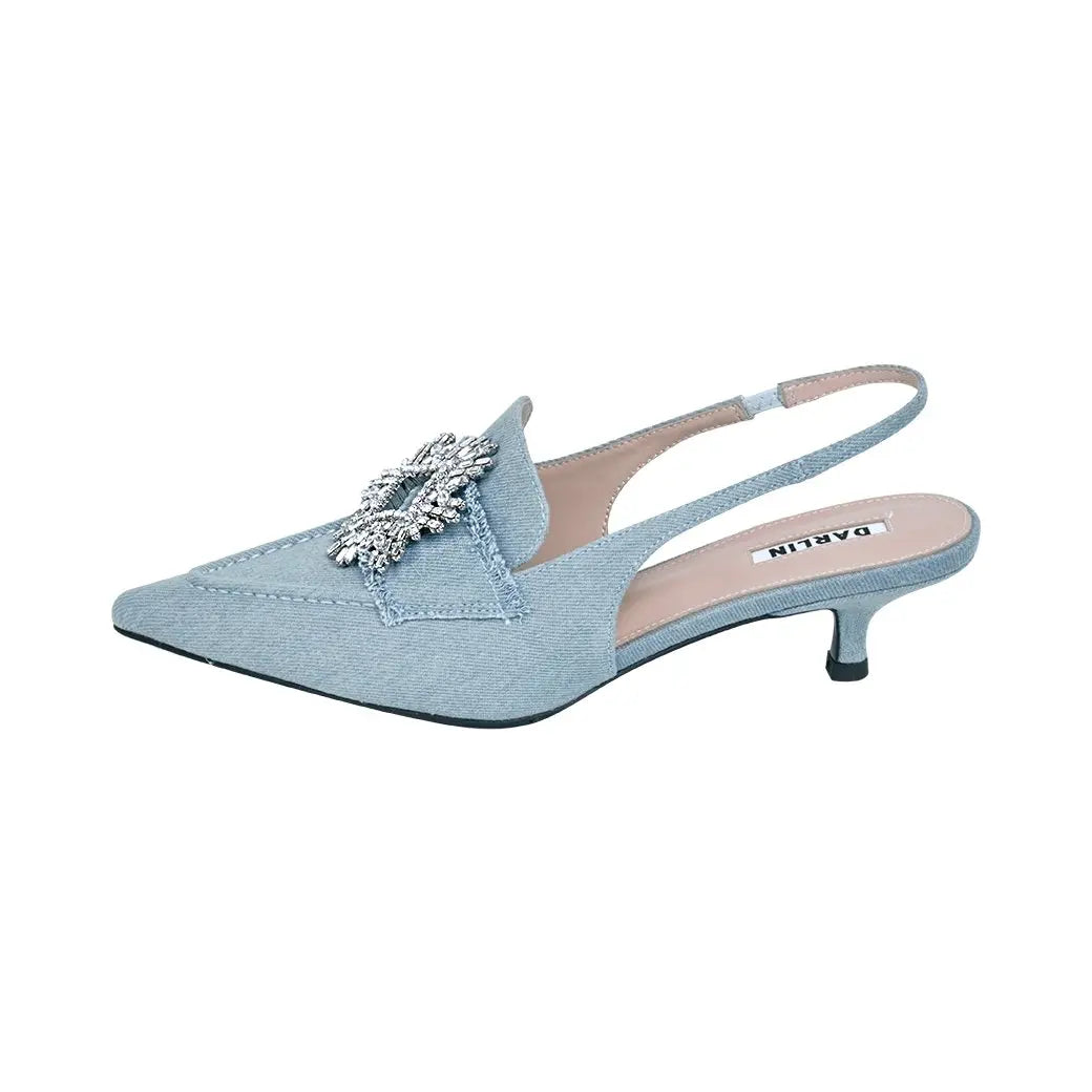 BLUE JEAN POSIE KITTEN HEEL - DARLIN ดาริน